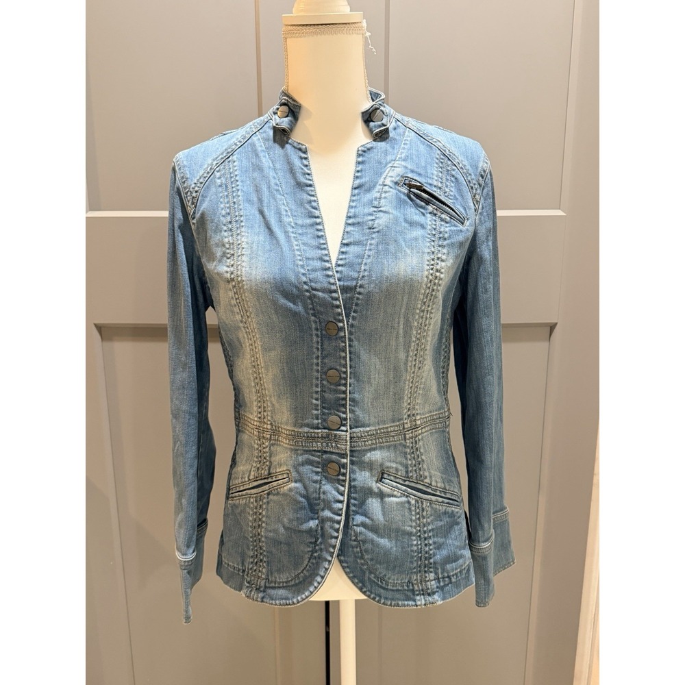Fantastic Coldwater Creek Vintage 90's Denim Jacket Size 10 P Stitching Accent